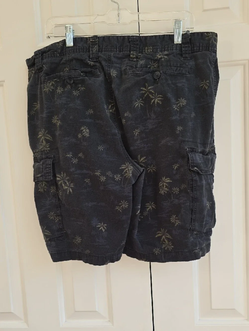 George Black Palm-Print Cargo Shorts